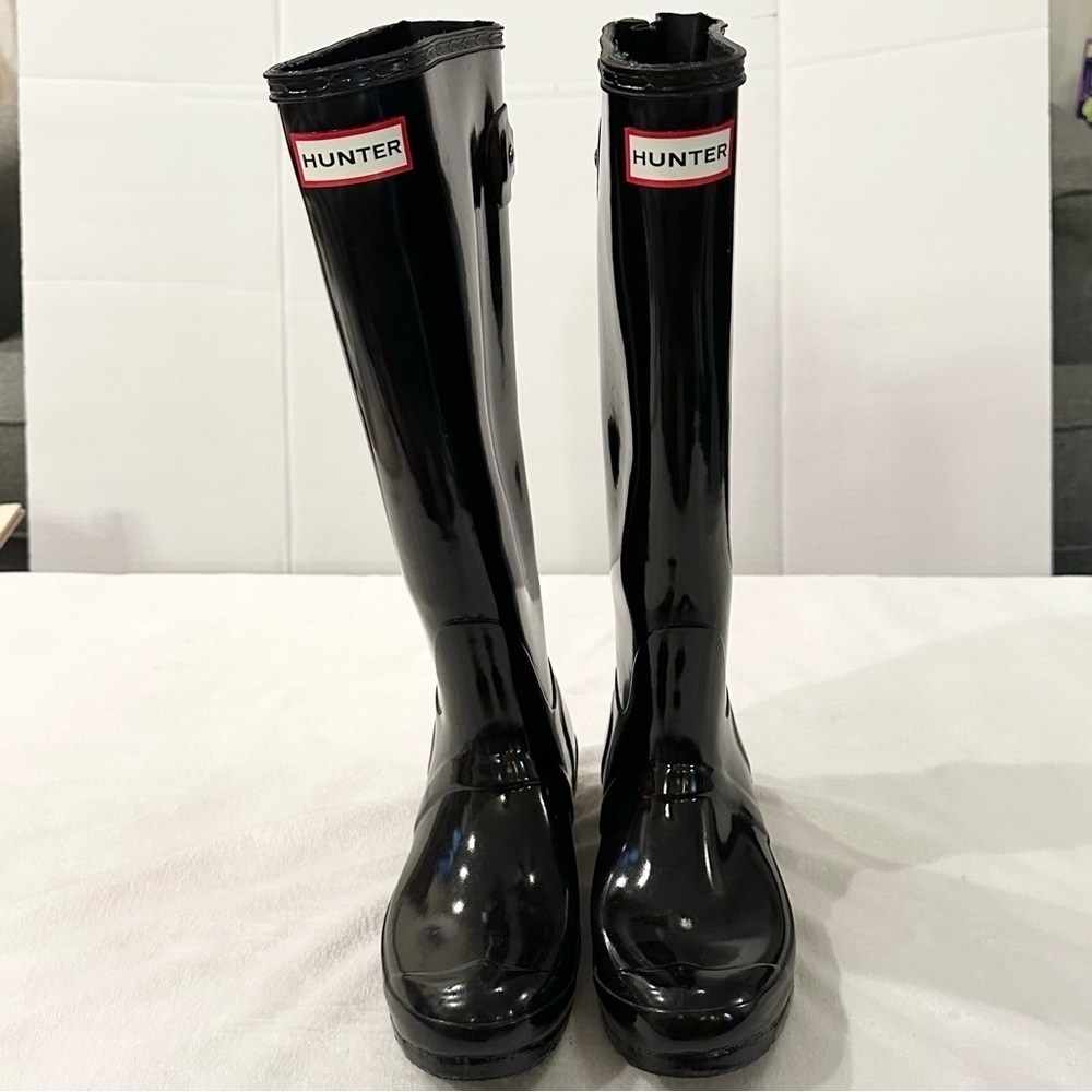 Hunter Original Tall Glossy Black Rain Boot Women’s 6 classic weather high boots - Picture 5 of 9